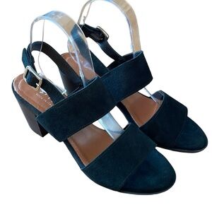 Mariella Italy Suede Leather Ankle Strap Block Heel Sandals Size 7M